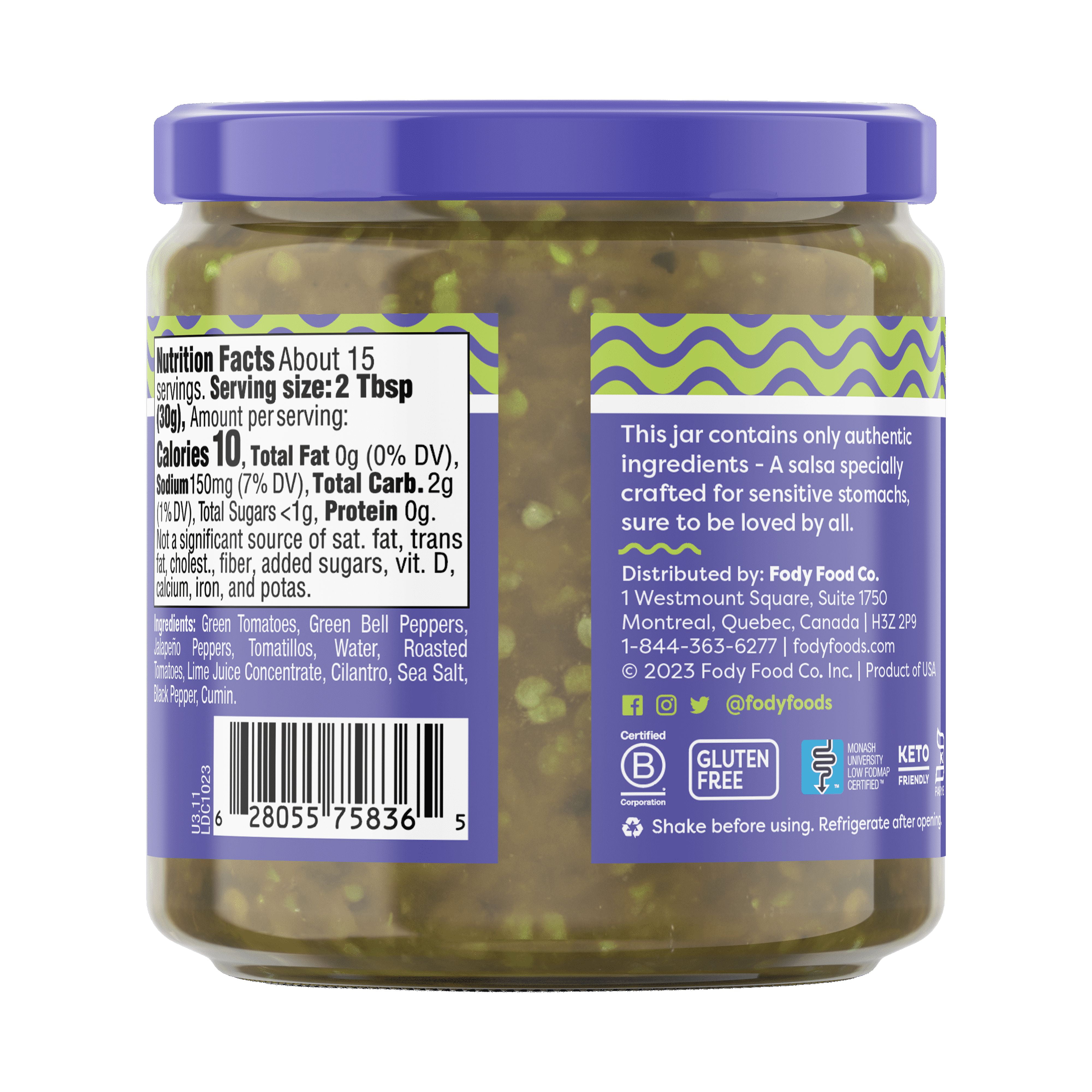 (3 pack) Fody Foods Gluten-Free Salsa Verde, , Shelf-Stable, 16oz Jar
