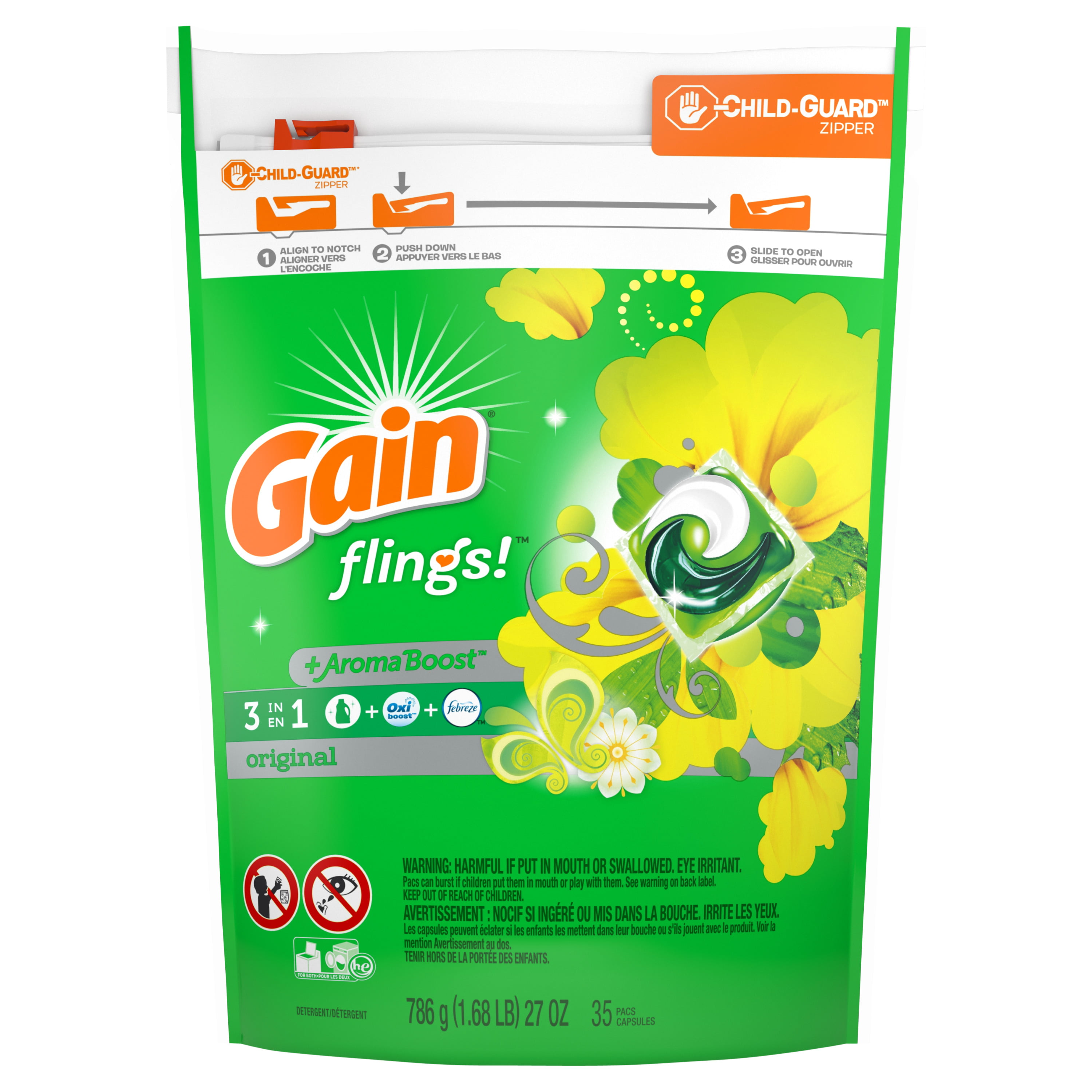 Gain Laundry Bundle: Flings, Dryer sheets, Scent Booster Beads 