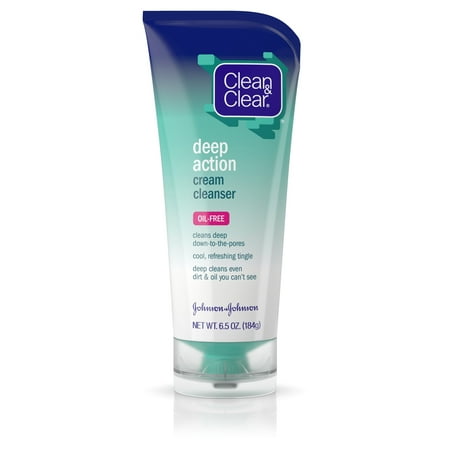(2 pack) Clean & Clear Oil-Free Deep Action Cream Facial Cleanser, 6.5