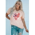 thumbnail image 3 of ABPHQTO Camiseta de cuello redondo con estampado de forma de corazón con patrón de bandera de EE. UU. rosa para mujer, 3 of 5