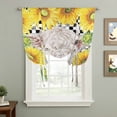 thumbnail image 2 of Farmhouse Sunflowers Balloon Curtains for Living Room/French Door, Country Cow Black Plaid Checkered Tie Up Curtains 63 Inch Length Energy Saving Kitchen Curtains Shades for Windows 42"x63", 2 of 8