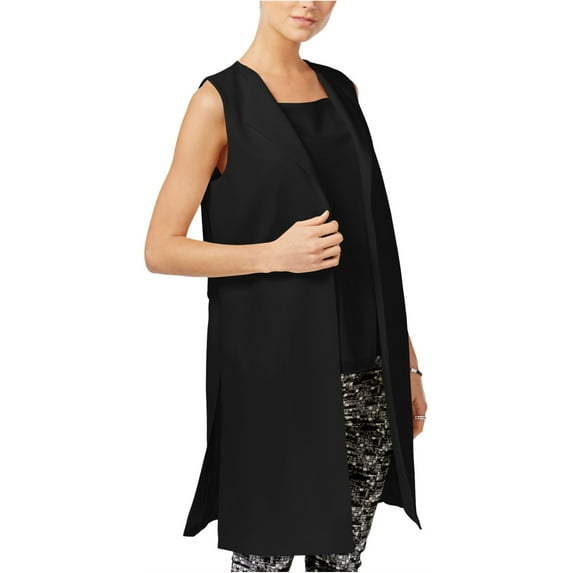 bar III Womens Long Sweater Vest, Black, Large