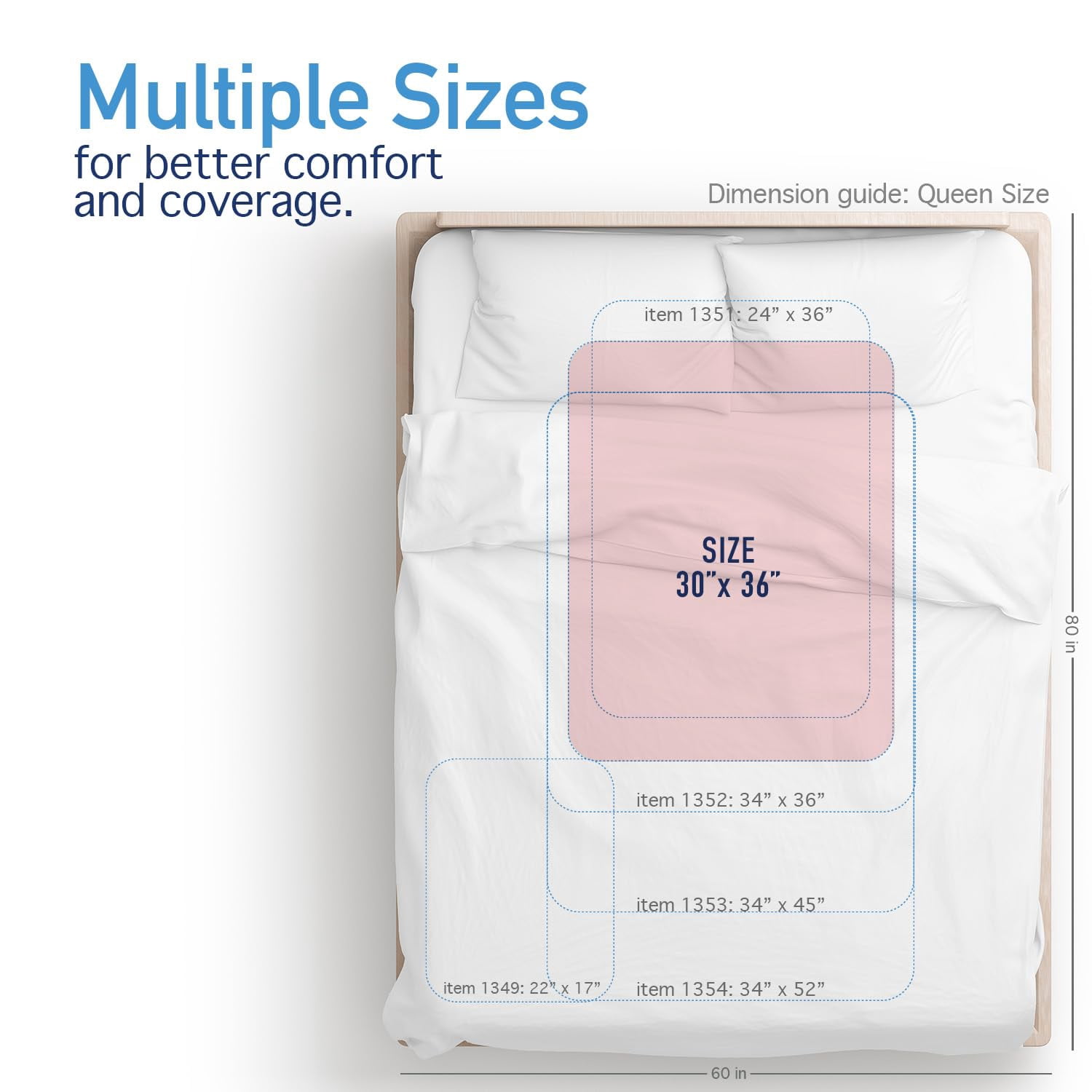 Dynarex DynaCare Incontinence Bed Pads, Reusable Washable Underpads, 30" x 36", Pink, 3 Count