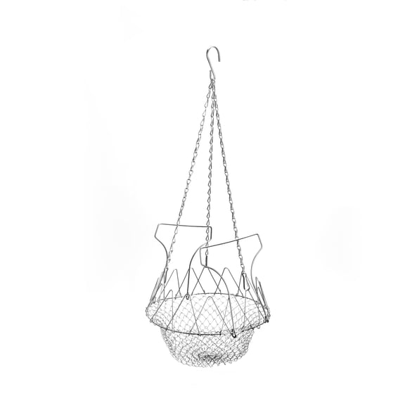 Hanging Chicken Feeder Accessories, Foldable 9Inch Poultry Vegetable Fruits Feeder Basket with 3pcs Hanging Chain, Veggie Treat Toys for Chicken/Hens/Duck/Rabbits' Coop