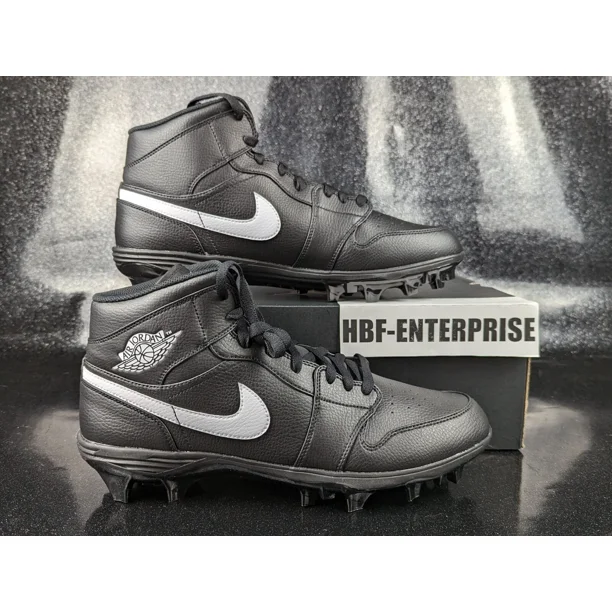 N I-K-E A i r-Jor-dan 1 Mid TD 2023 Black White Football Cleats Men's Sizes 10- 11 NIB