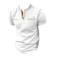 thumbnail image 5 of WTXUE Polos Short Sleeve, Scrunch Neck Polo Golf Shirts for Men Spring Summer Casual Zipper Lapel T Shirt Top Athleisure for Men White S, 5 of 5