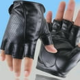 thumbnail image 3 of Shockproof PU Leather Gloves Half Leather Riding Driving Half Finger Gloves for Men Outdoor Cycling, 3 of 8