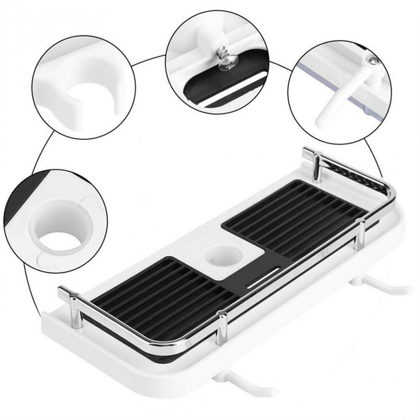 Estante de baño ajustable, soporte de almacenamiento, organizador de drenaje de gel y champú montado en la barra de la ducha
