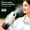 thumbnail image 5 of Hyknon Insulated Water Bottle with Cooling Spray, 2-in-1 Mist & Sip 750ML Sport Water Bottle BPA-Free, Portable Leak-Proof Drinking Bottle, Summer Outdoor Reusable Sport Bottle for Camp Travel, Pink, 5 of 7