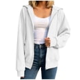 thumbnail image 3 of HomeDM Women's Full Zip Up Hoodie Sweatshirts Solid Color Long Sleeve Tops with Pockets Fall Trendy Hooded, 3 of 8