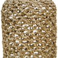 thumbnail image 3 of Benjara BM221089 Cylindrical Rattan Lantern with Metal Frame & Handle, Brown & Gold - Small, 3 of 5