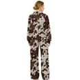 thumbnail image 2 of Xixirimido Brown Cow Print Print Women 2 Piece Outfits Fall Fashion Airport Lounge Set Long Sleeve Sweatshirt Wide Leg Pants Travel Vacation Sweatsuits, Small, 2 of 7