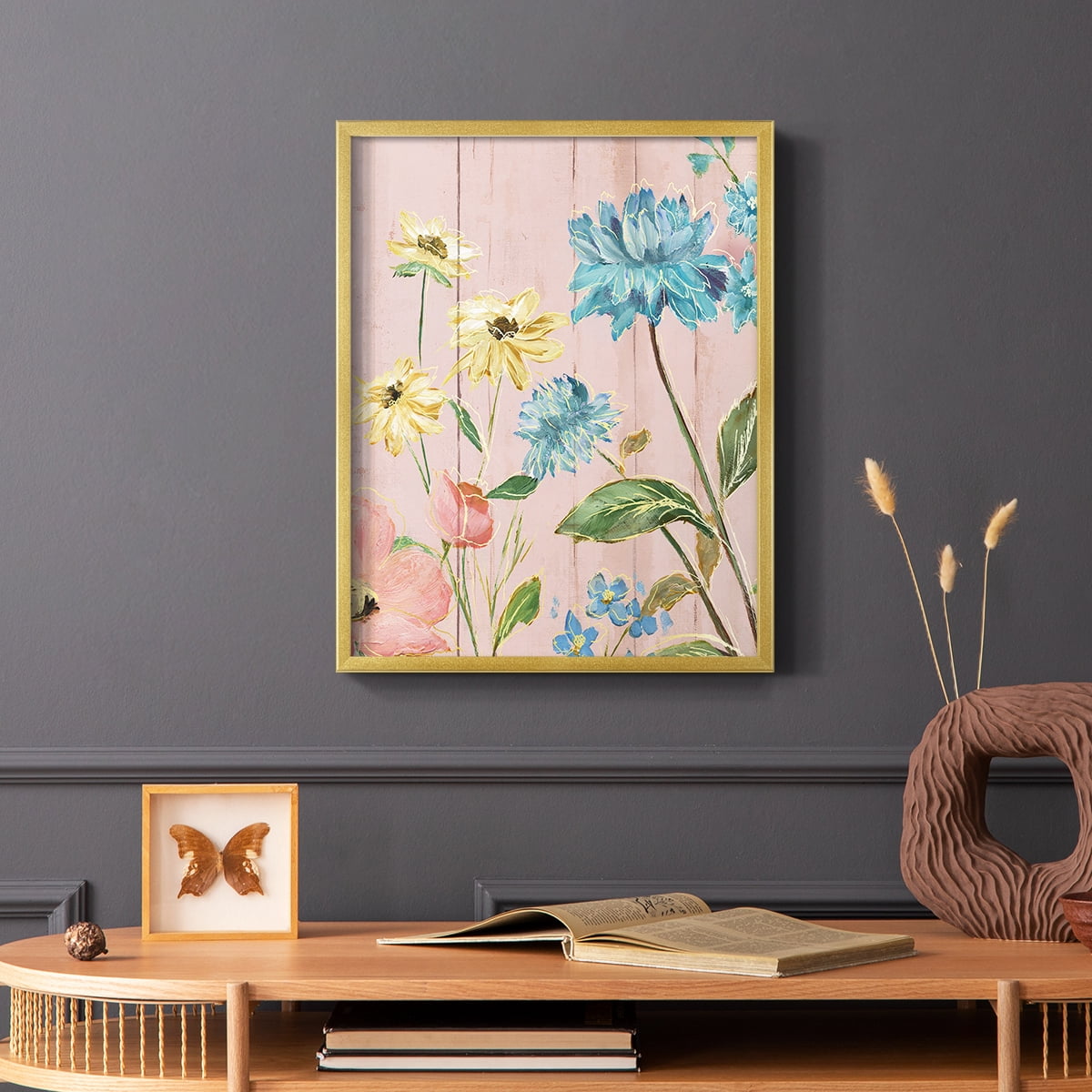 Wildflower Flutter IV Framed Print - Solid Wood in Single Picture Frame Solid Wood 2 Framed Print