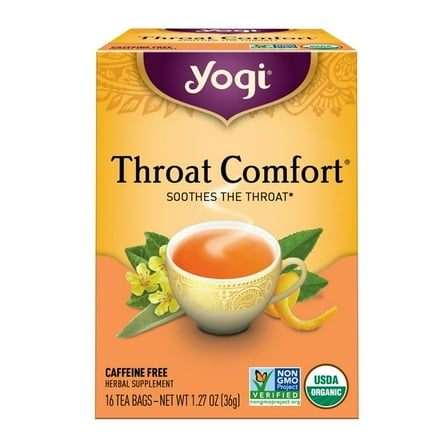Yogi Tea Throat Comfort, Caffeine-Free Organic Herbal Tea Bags, 16 Count(2pack)