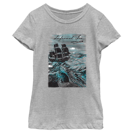 Girl s Pirates of the Caribbean: Curse of the Black Pearl Infernal Sea Graphic Tee Athletic Heather Large