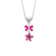 thumbnail image 2 of Delight Jewelry Silvertone Hot Pink and Purple Plumeria Flower Hot Pink Bow Heart Necklace, 2 of 4
