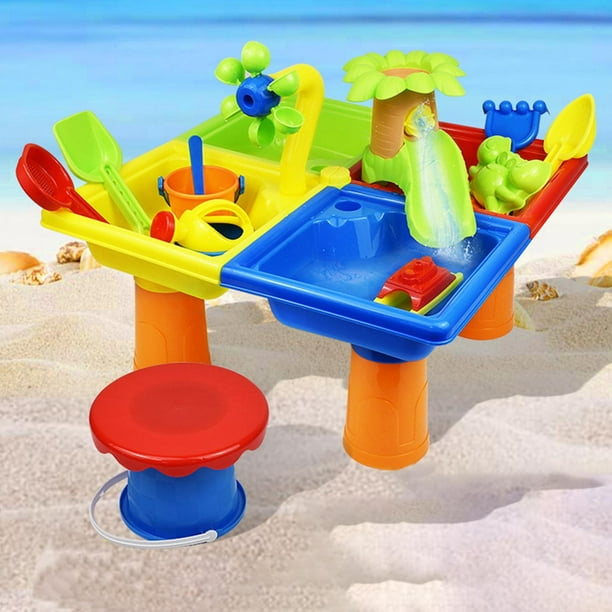 2 en 1 Table de sable pour enfants Table sensorielle Jouets de plage  Cadeaux d'anniversaire 