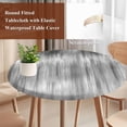 thumbnail image 4 of Grey Round Tablecloth, Fitted Table Cover with Elastic for 45"-54" Round Tables, Modern Abstract Art Ombre Striped Table Cloth Outdoor Indoor Dinning Party Waterproof Tablecloths, 4 of 7