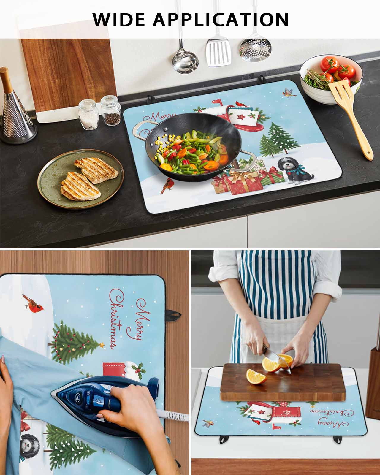Large Induction Cooktop Protector Mat Christmas Stove Top Covers for Electric Stove, Winter Cartoon Xmas Mailbox Cardinal Pine Trees Decorative Stove Burner Cover Mats, Glass Top Stove Cover