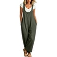 thumbnail image 3 of ClodeEU Women's Sleeveless Wide Leg Jumpsuit with Pockets,Casual Baggy Overalls Jumpsuit Army Green,Women's Plus L, 3 of 8
