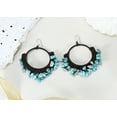 thumbnail image 6 of AeraVida Cute Party Turquoise Cotton Rope Hoop Bohemian Earrings, 55x75mm, 6 of 7