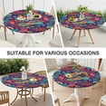 thumbnail image 7 of Snug Fitting Boho Table Cover, Vibrant Floral Print with Elastic Band for 52-56 Inches, 7 of 7