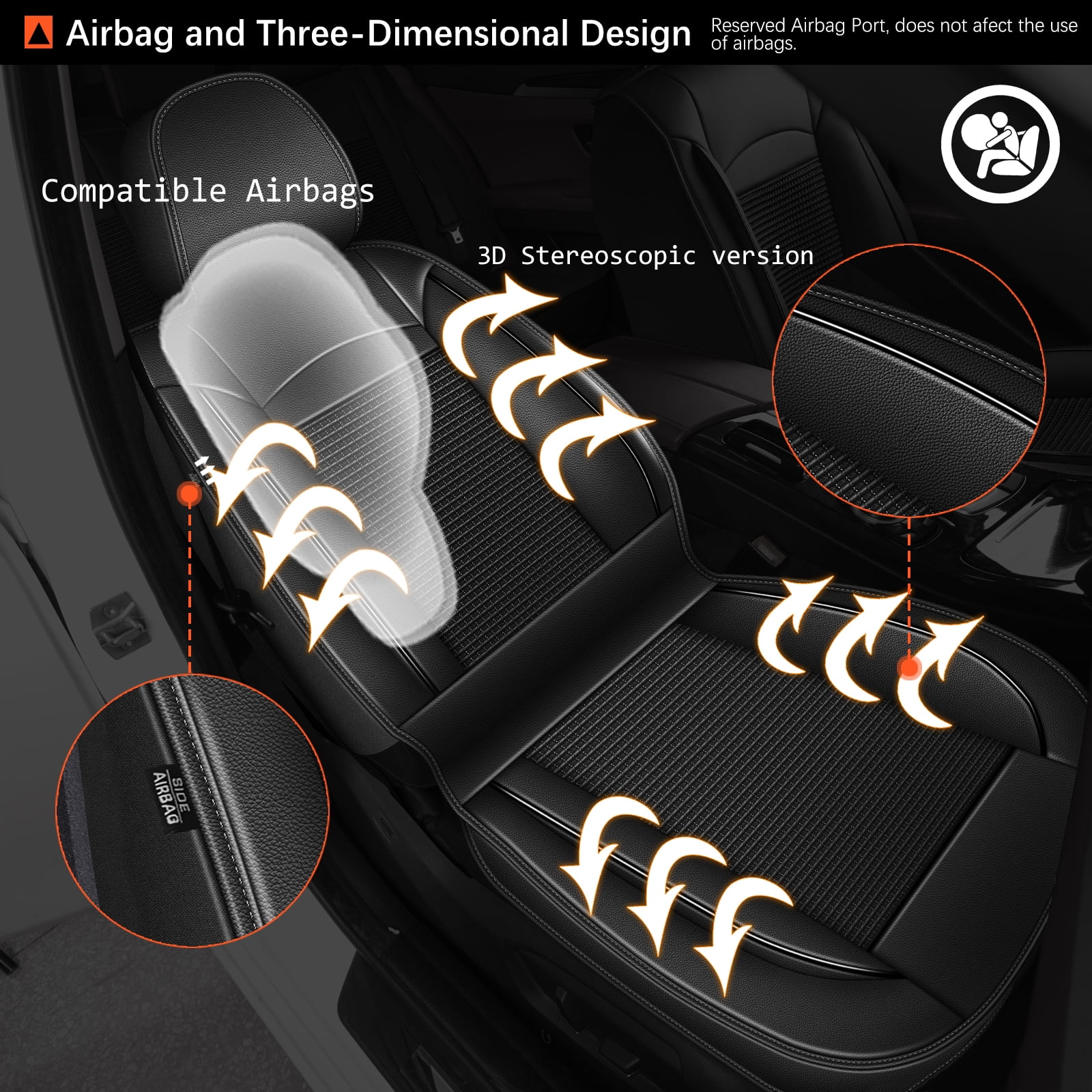 DIKSOAKR Car Seat Cover for Nissan Rogue 2008-2025 2026 Cooling Waterproof Leather Seat Covers Seat Protector Compatible Airbag Black,Front Set( 2 Seats)