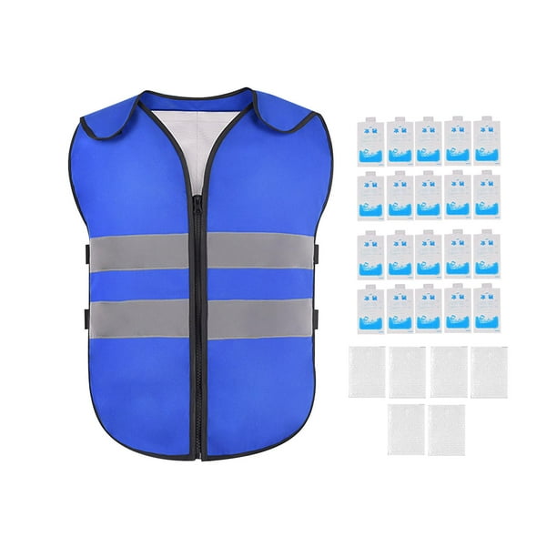 Chaleco de enfriamiento con 20 bolsas de hielo, chaleco de hielo ajustable, chaleco fresco para almacén, jardinería, trabajo en climas cálidos, pesca