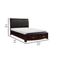 thumbnail image 5 of Benjara Jalin King Bed, 2 Drawer Storage Footboard, Black Faux Leather, Dark Brown, 5 of 5