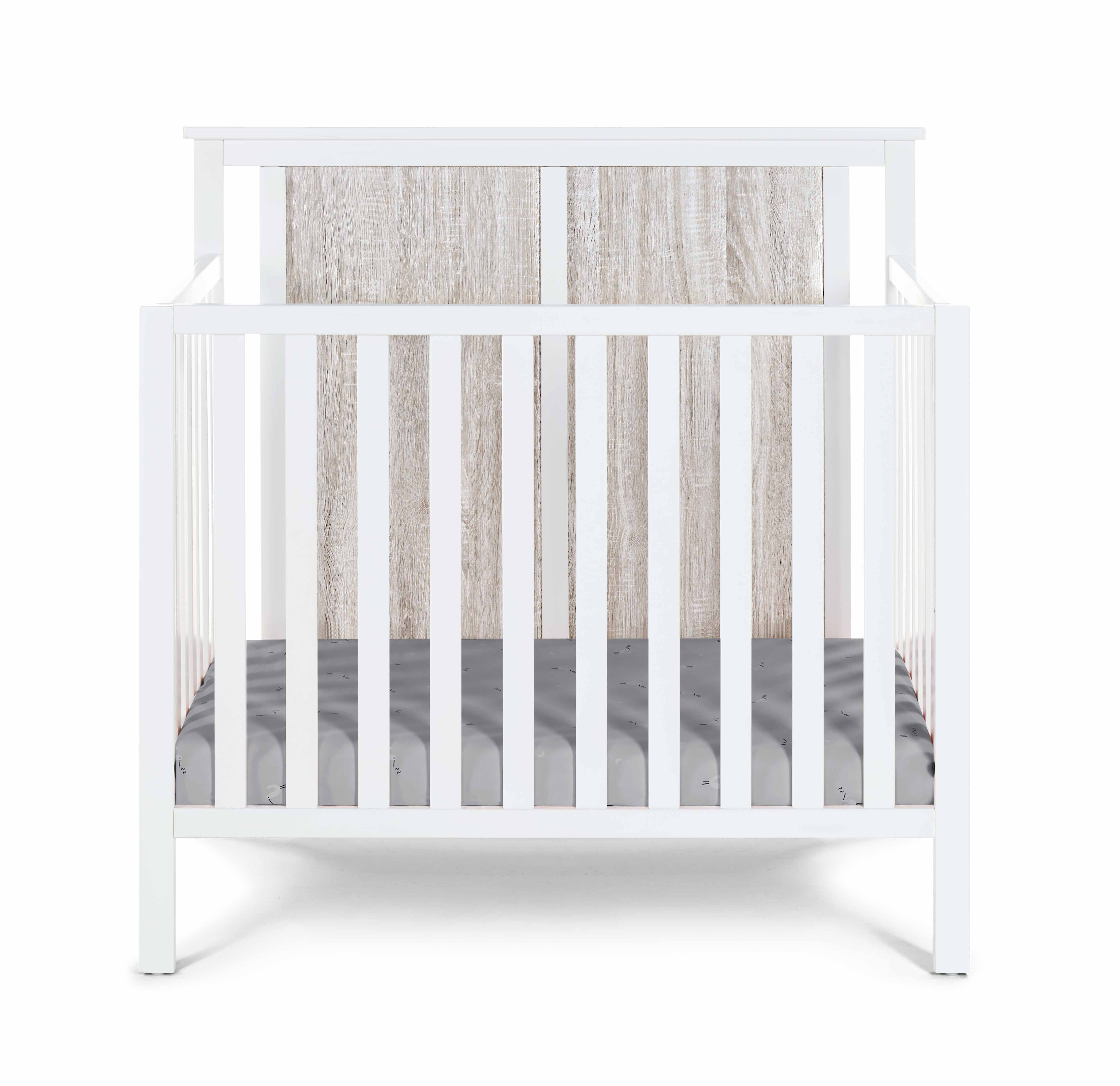 Suite Bebe Connelly Mini Crib with Mattress Pad, White & Rockport Gray