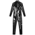 thumbnail image 5 of vastwit Kids Girls Metallic Bodysuit Full Length Jumpsuit Long Sleeve Shiny Unitard Gymnastics Leotard Dancewear Black L/140, 5 of 7