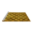 thumbnail image 2 of Ahgly Company Machine Washable Indoor Square Checkered Yellow Modern Area Rugs, 4' Square, 2 of 4