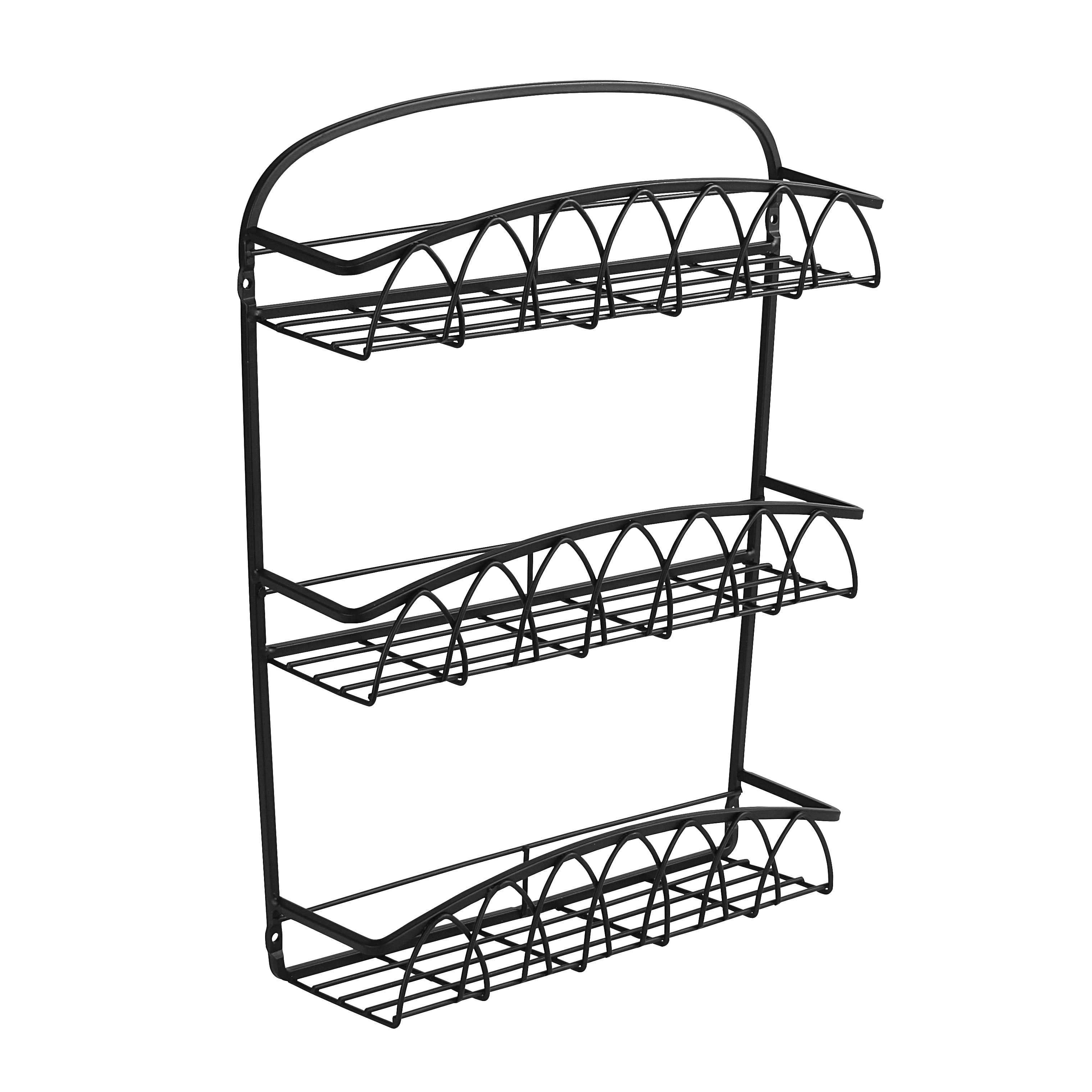 Spectrum Diversified Twist Wall Mount 3Tier Spice Rack, Black, 92310