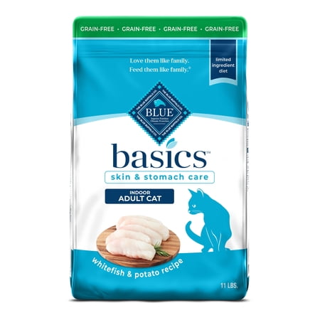 Blue Buffalo Basics Dry Cat Food Skin & Stomach, Turkey & Potato, Chicken Free, 11lb Bag