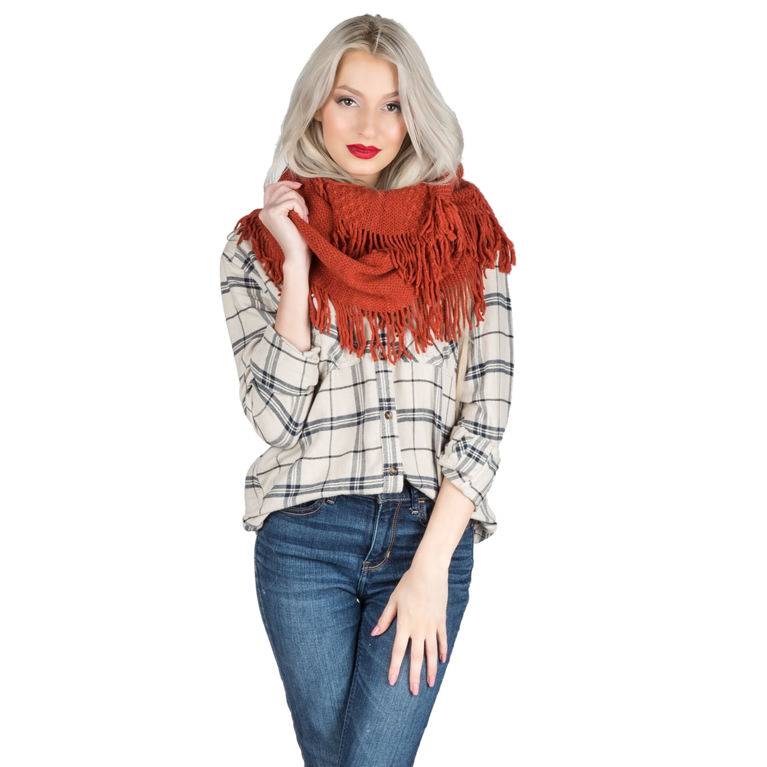 Women's Echo PomPom Warm Knitted Casual Beanie and Soft Plush Infinity Scarf Bundle