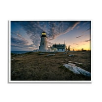Stupell Maritime Lighthouse Clouds Landscape Landscape Photography White Framed Art Print Wall Art