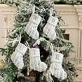thumbnail image 2 of Pnellth 1Pc Christmas White Stocking Letter Embroidery Knitted Handmade Reusable Xmas Tree Hanging Gift Bag Stocking Pendant Party Holiday Decoration Supplies, 2 of 8