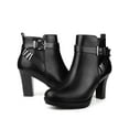 thumbnail image 6 of BLISSFUL STEP Platform Block Heel Buckle Ankle Boots for Women Black 7, 6 of 8