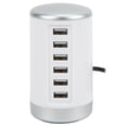 thumbnail image 2 of Hub de carga 6 puertos 30W Carga rápida Reconocimiento inteligente Estación de carga USB para tabletas Enchufe de EE. UU. 100-240 V Blanco, 2 of 14