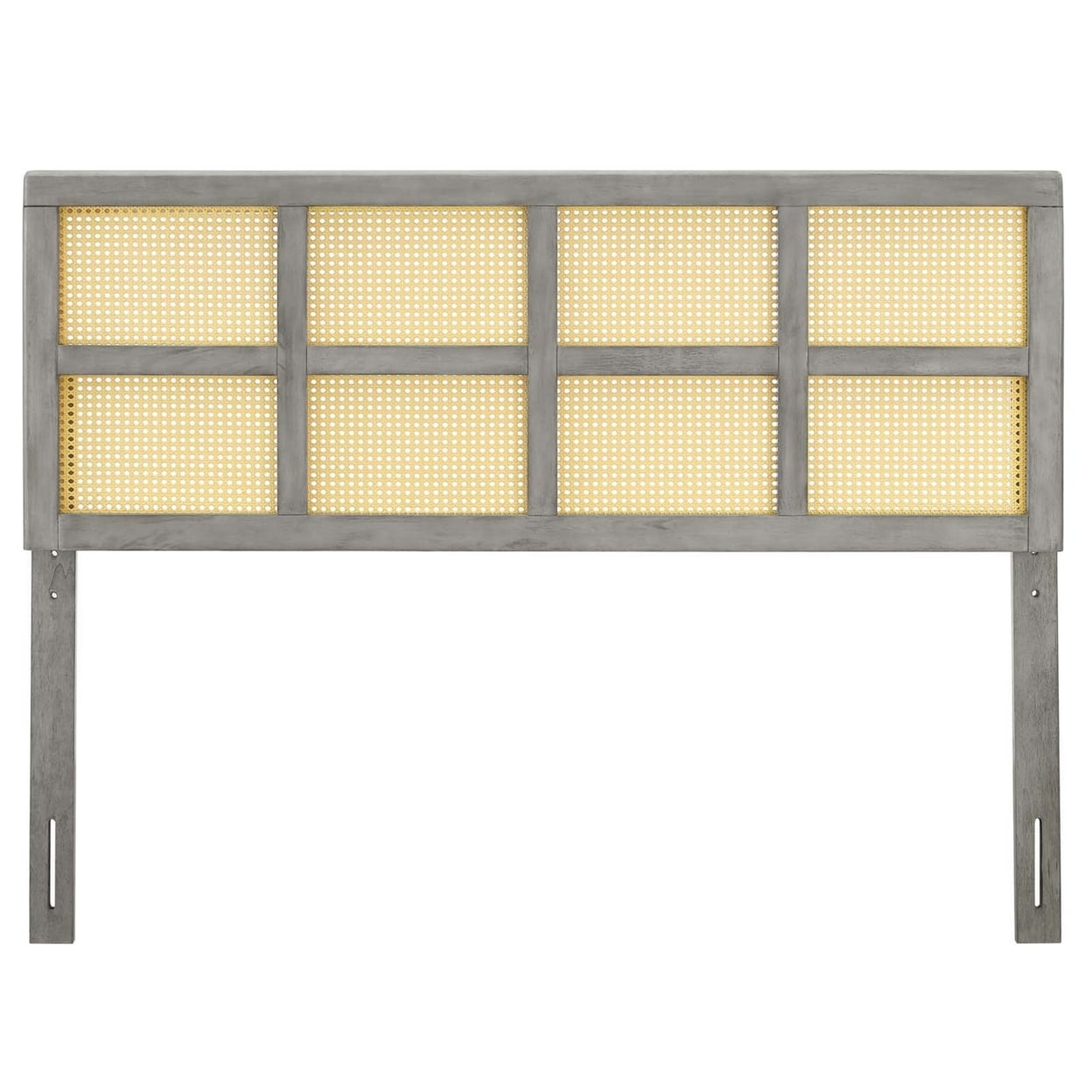 Modway Luana Cane Rattan and Rubberwood Queen Headboard in Gray