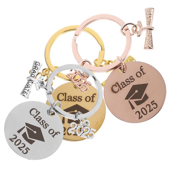 Masteelf 3pcs Class Of Grad Keychain Chic Stainless Steel Key Ring Graduation Season Souvenir Wear-Resistant Key Holder For Bags And Purses