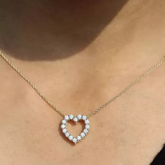 1 CT Round Cut Lab Created Diamond Heart Love Pendant 14k Yellow Gold Plated