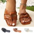 thumbnail image 7 of Xfvqtps Flat Sandals for Women Slide Bow Straps Open Square Toe Leather Non Slip Breathable Beach Summer Slipper White, 7 of 7