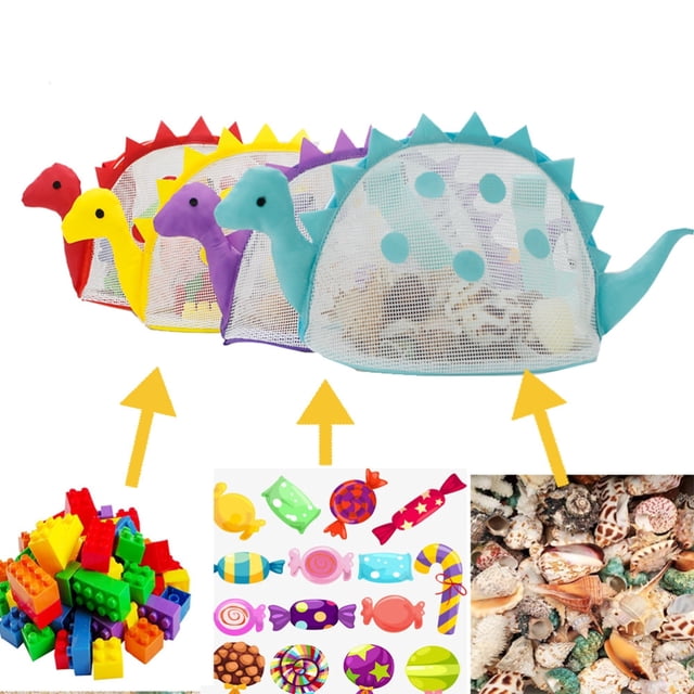 Bolsa de playa de malla de dinosaurio, bolsa de playa de malla de dinosaurio, bolsas de recolección de conchas, bolsa portátil para sujetar la playa, durabilidad mejorada