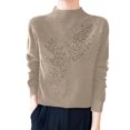 thumbnail image 5 of Women's Turtleneck Mock Neck Sweater Long Sleeve Casual Dressy Knit, Fall Winter Trendy Pullover Top Camel 2XL, 5 of 7