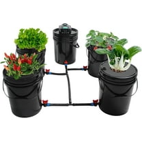 5 Hydroponic Buckets Kit 5.28 Gallon Deep Water Culture Hydroponics Grow System with Pump, Air Stone and Water Level Device for Indoor/Outdoor Herbs, Tomato, Vegetables