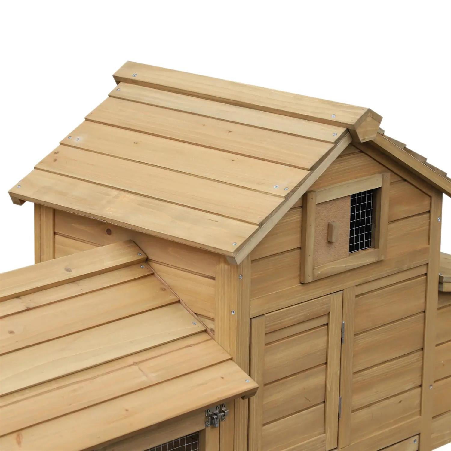 Pefilos 59" Outdoor Wooden Chicken Coop with Nesting Box, Runs, Farm Hen House 2-4 Hens, Weatherproof Pet House for Rabbits, Poultry, Beige