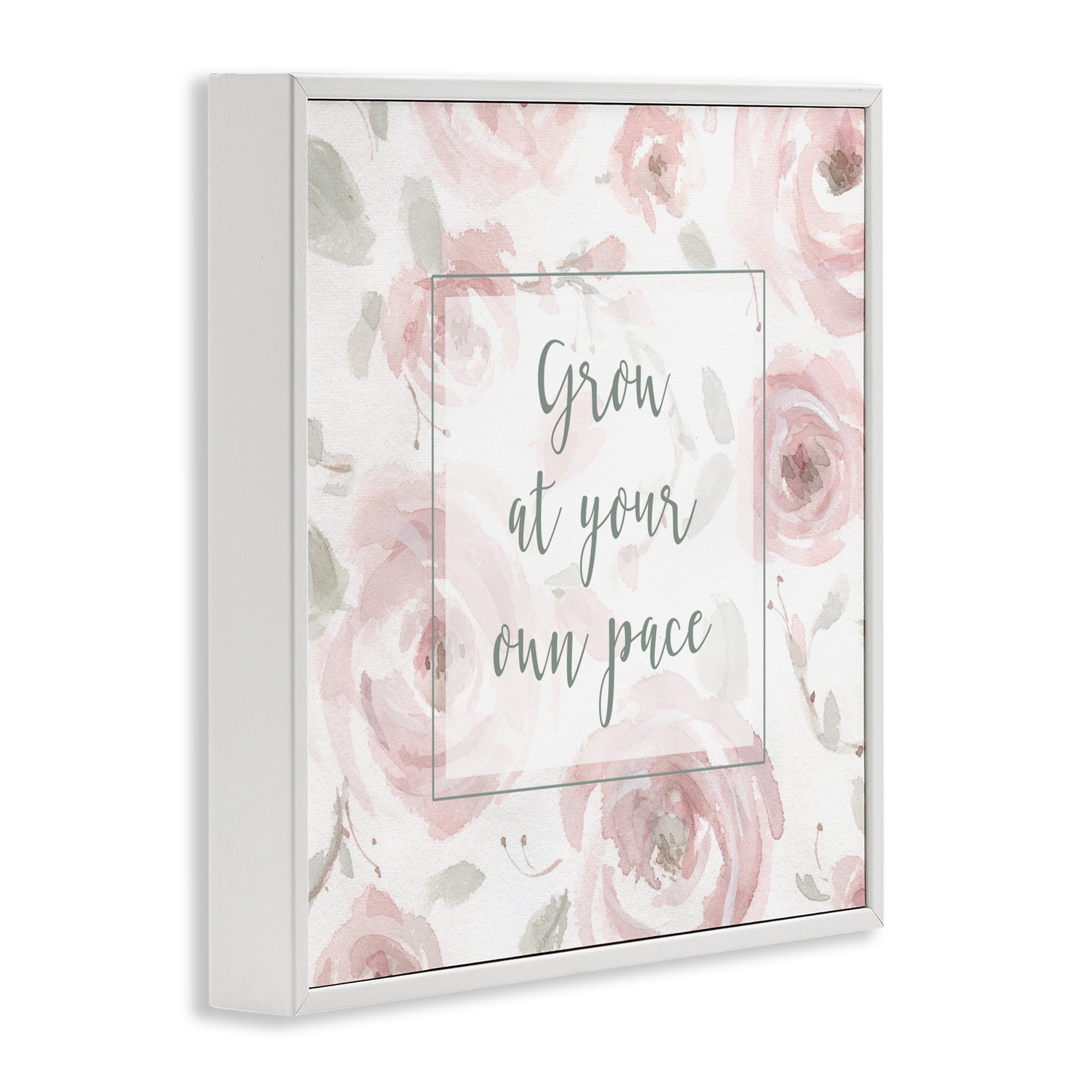 Stupell Industries Grow at Your Pace Florals White Framed Giclee Art, design by Carol Robinson