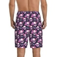 thumbnail image 2 of Balery Skull Flower Men's Cotton Knit Pajama Shorts Waistband & Pockets,Short Pajama Pants-4X-Large, 2 of 8