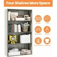 thumbnail image 5 of 4-Tier Wood Open Bookshelf, Engineered Wood Rustic Book Shelves with 3 Shelves, 9 Inch Deep Small Bookcase for Small Spaces, Book Shelves for Bedroom, Living Room, Gray, 5 of 6